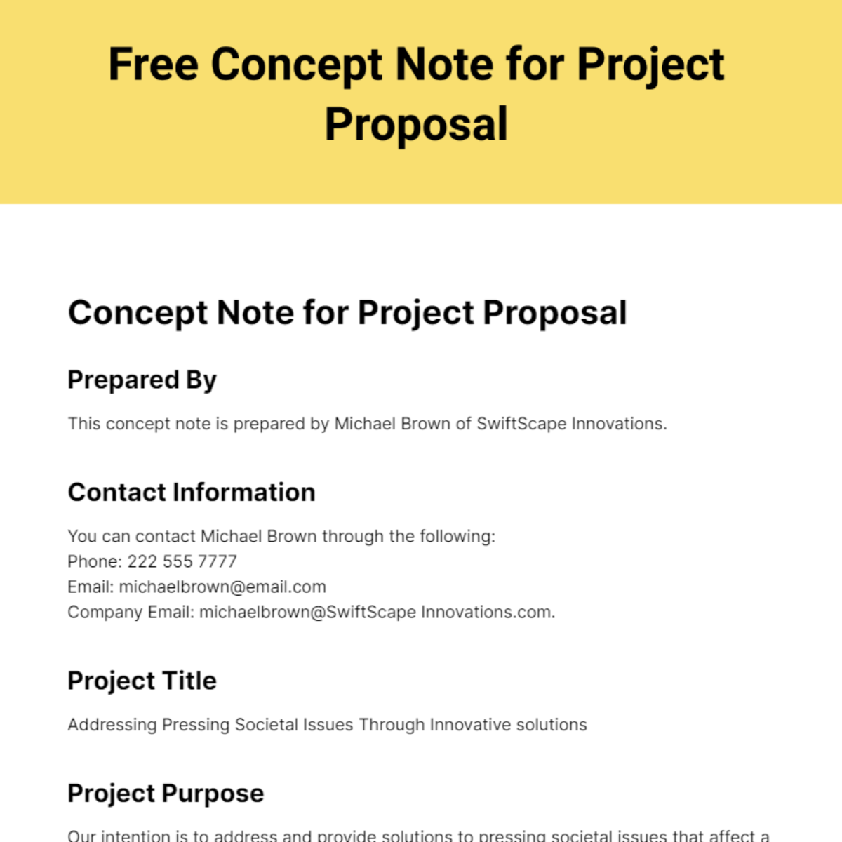 Free Concept Note for Project Proposal Template