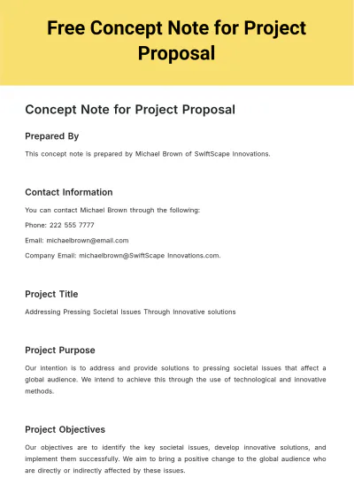 Free Concept Note for Project Proposal Template to Edit Online