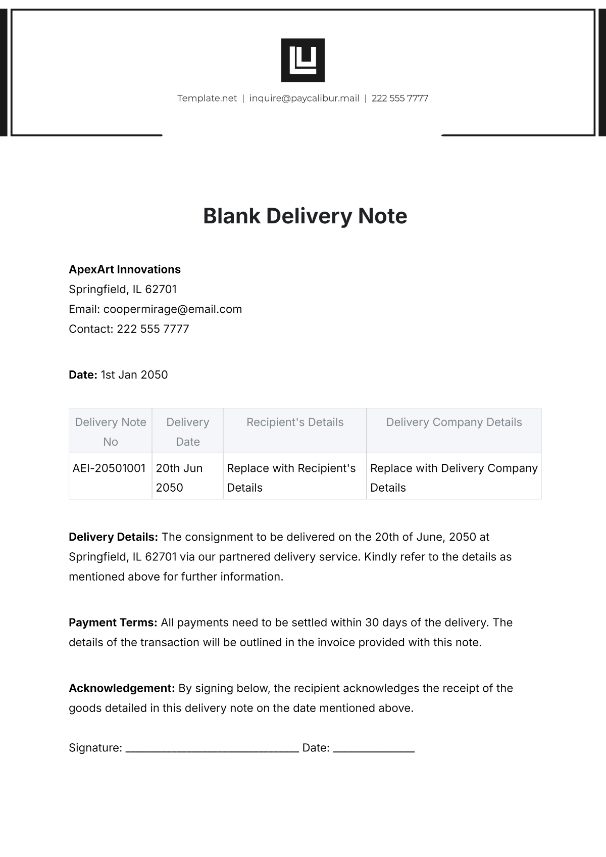 Free Sample Transfer Note Template To Edit Online