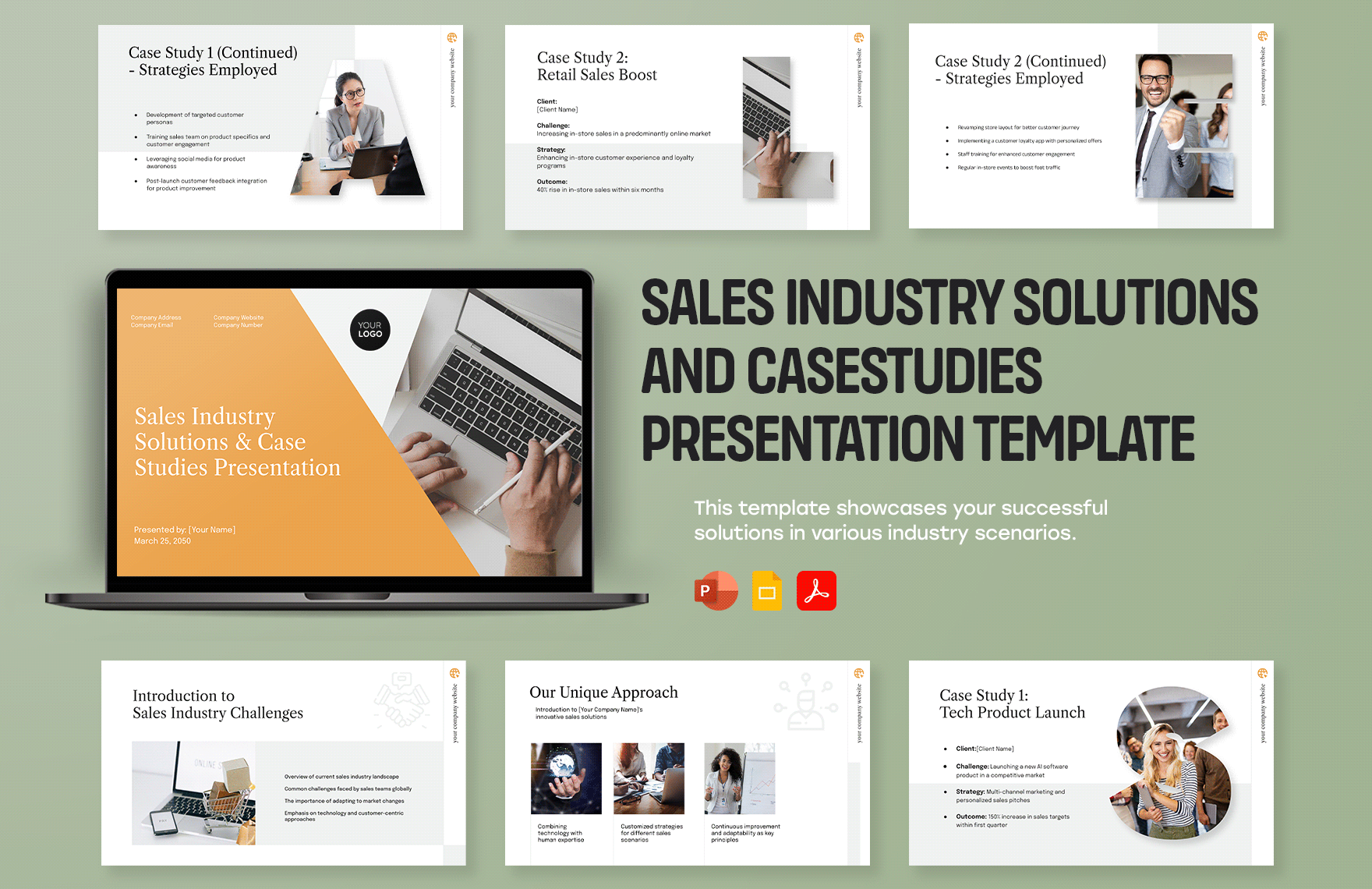 Sales Industry Solutions and Case Studies Presentation Template