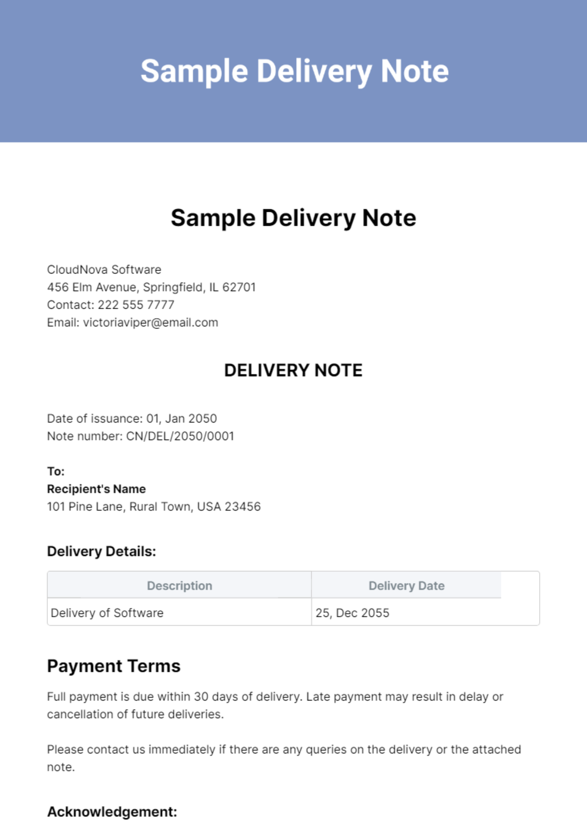 FREE Delivery Note Templates Examples Edit Online Download 