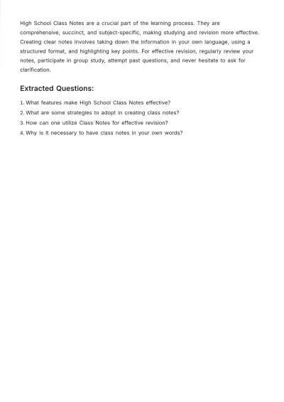Free High School Class Note Template to Edit Online