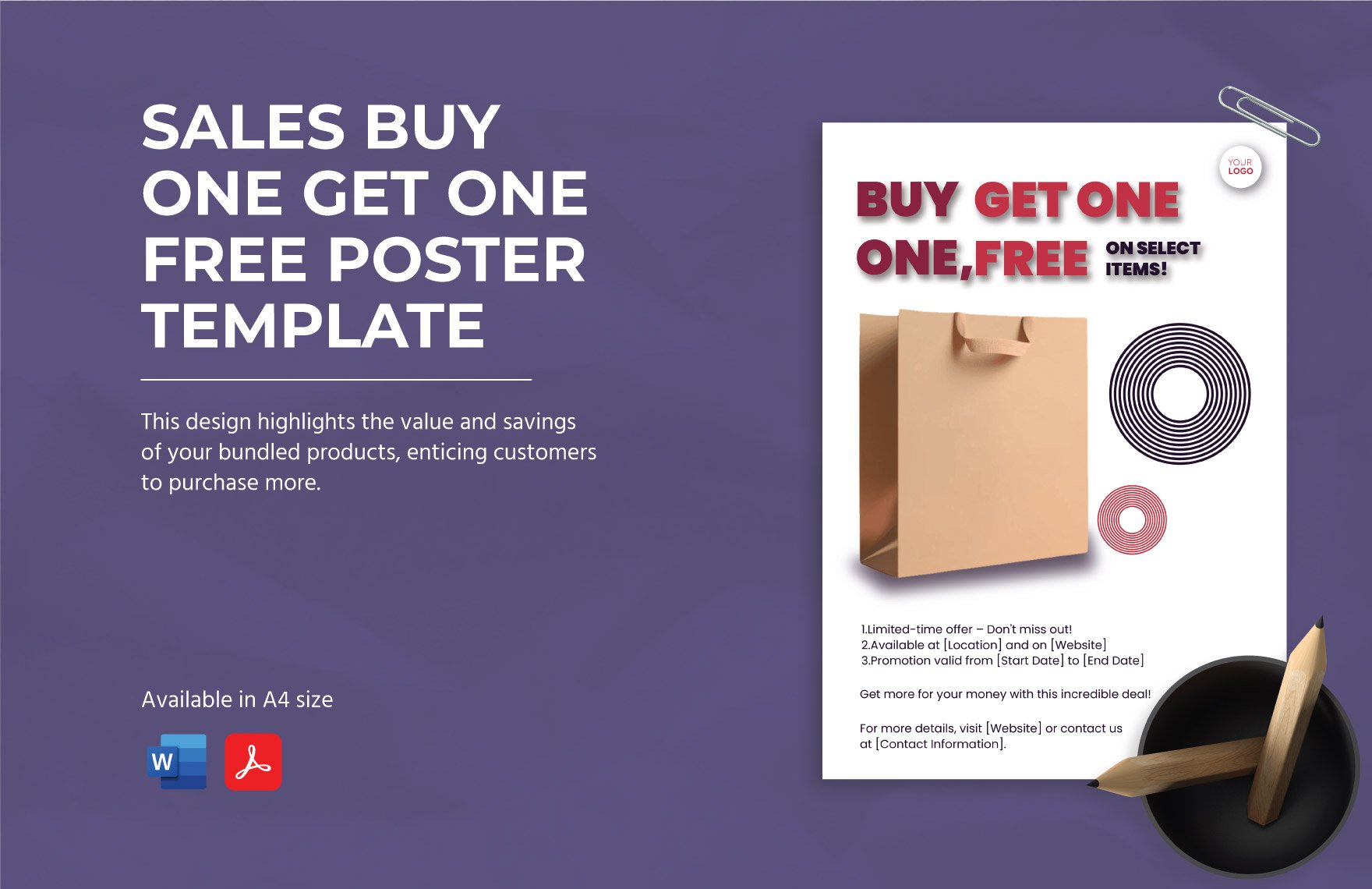 Sales Buy One Get One Free Poster Template