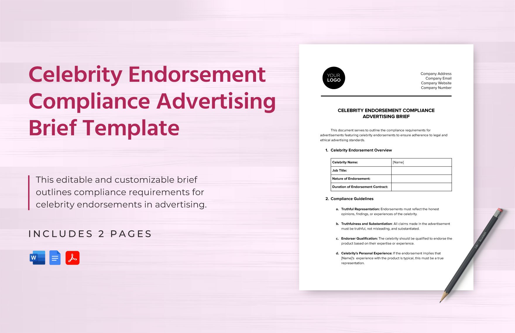 Celebrity Endorsement Compliance Advertising Brief Template