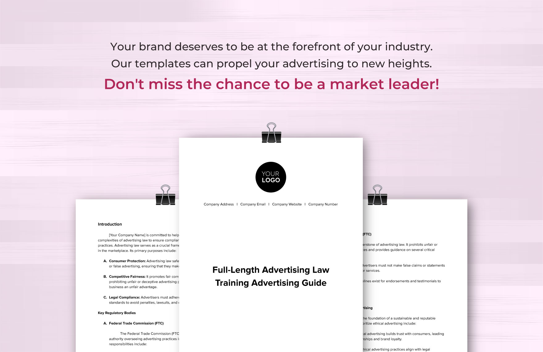 Full-Length Advertising Law Training Guide Template