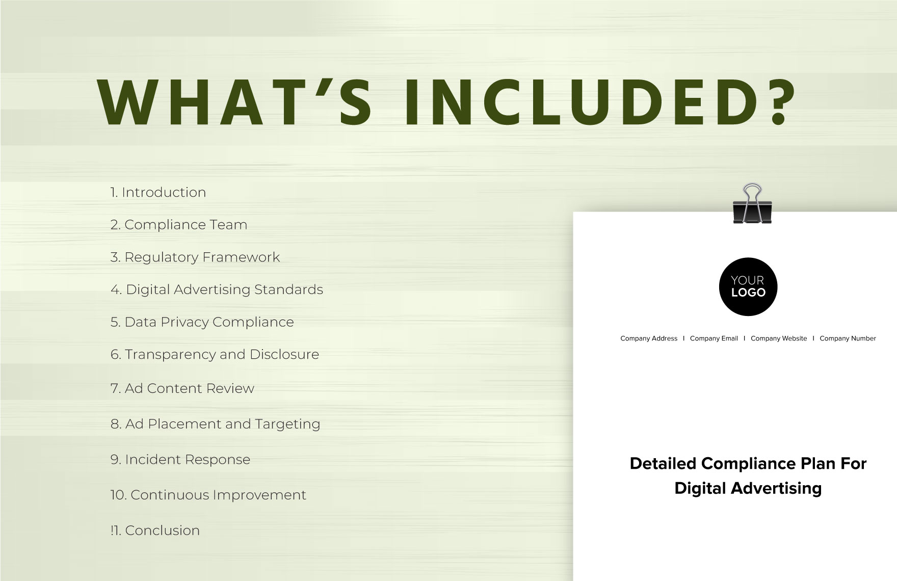 Detailed Compliance Plan for Digital Advertising Template