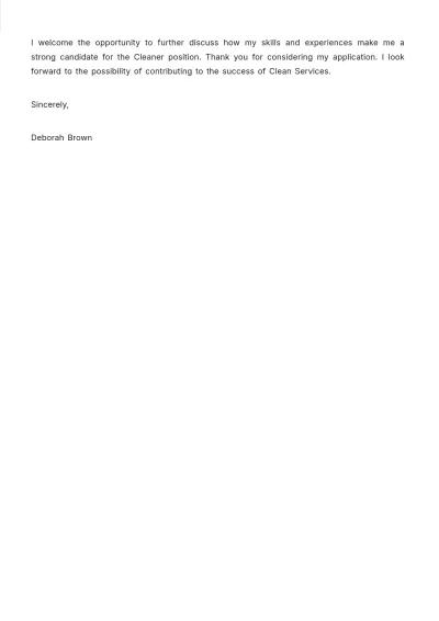 Free Proposal for Cleaner Cover Letter Template to Edit Online