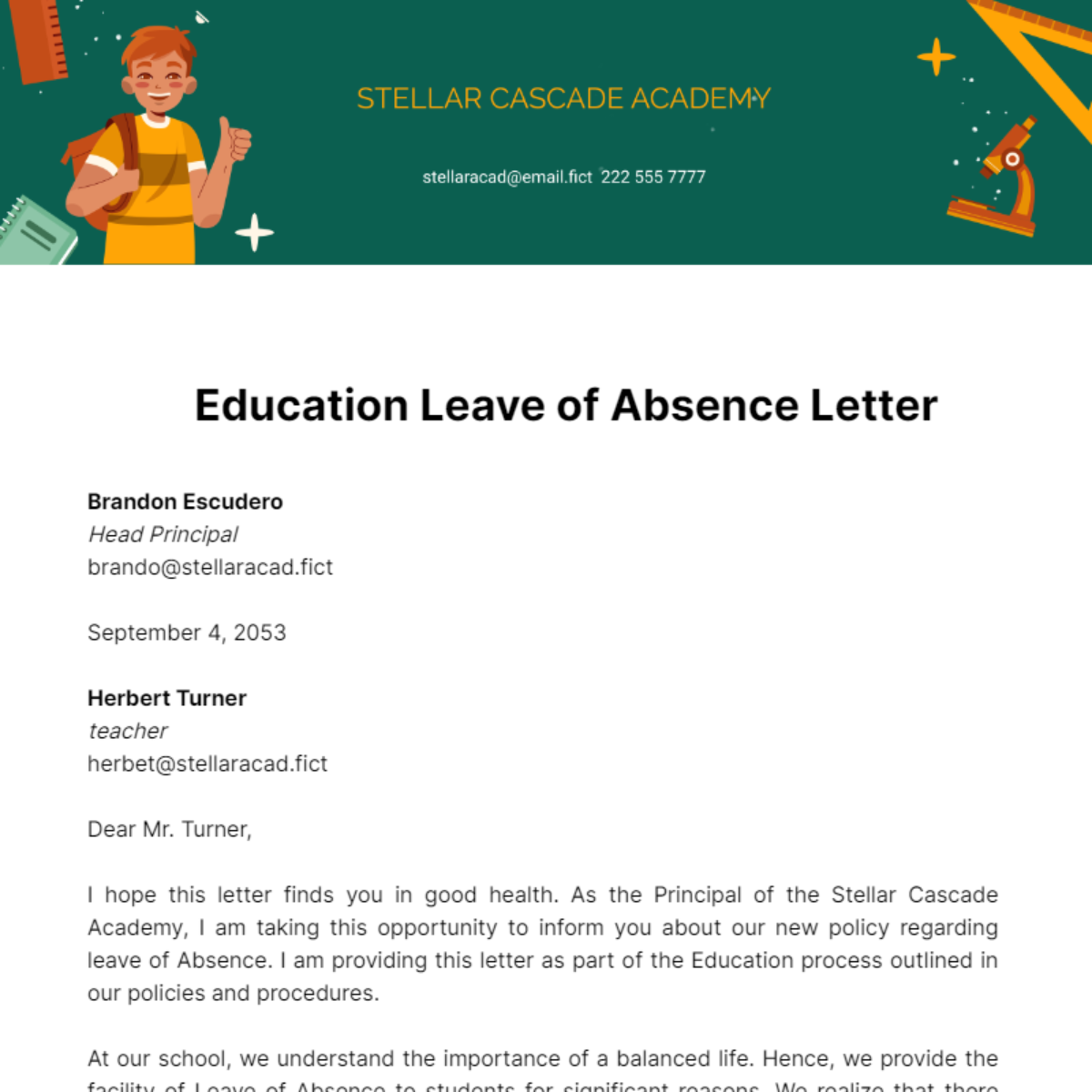 Education Leave of Absence Letter Template