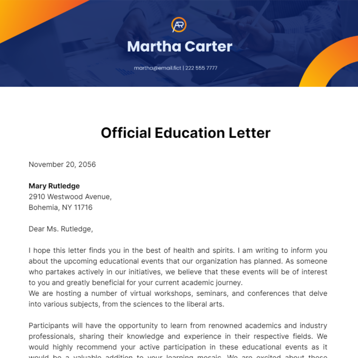 Official Education Letter Template