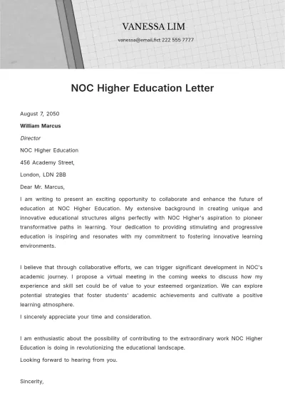 Free NOC Higher Education Letter Template to Edit Online