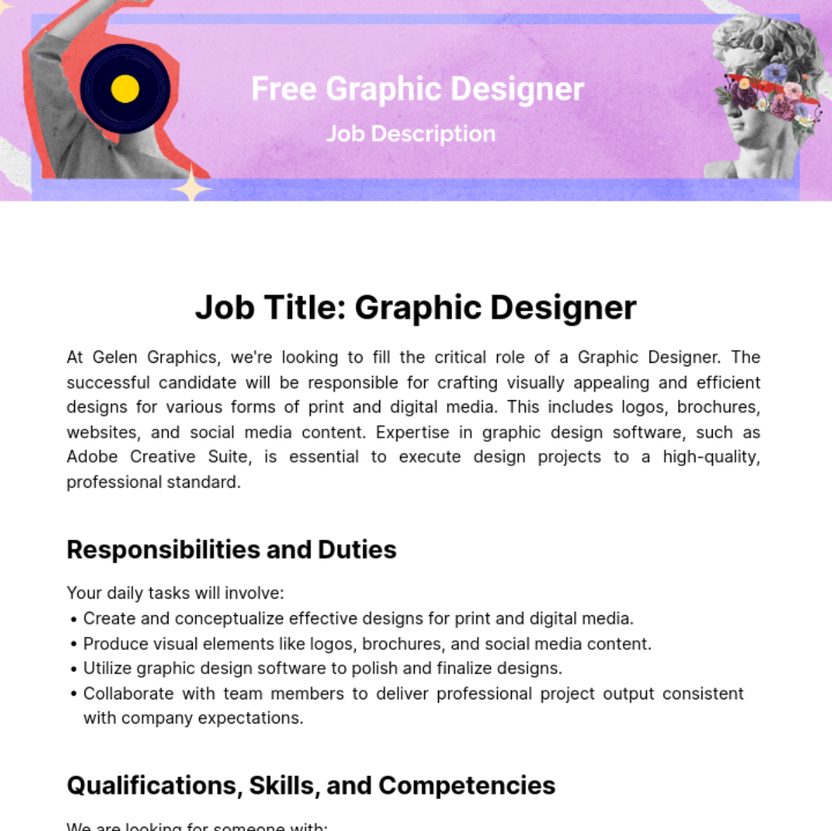 Graphic Designer Job Description Template