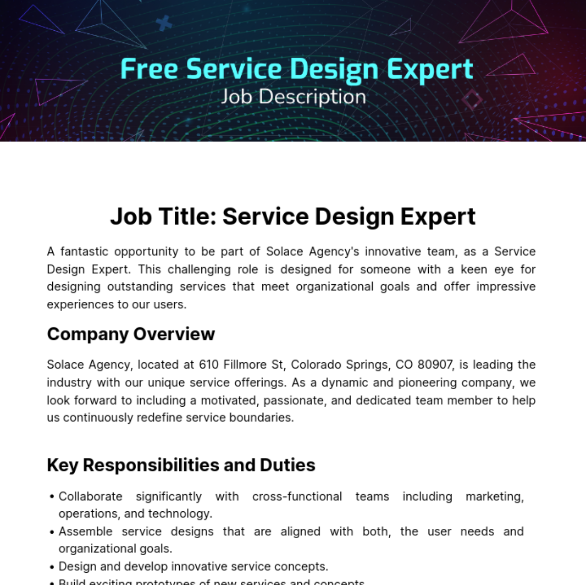 Service Design Job Description Template