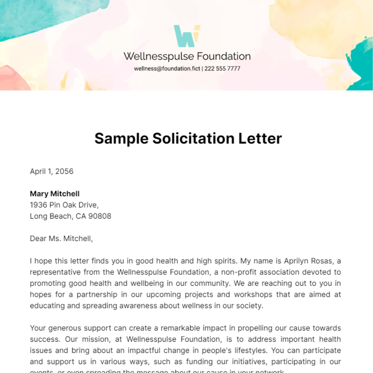 Sample Solicitation Letter Template