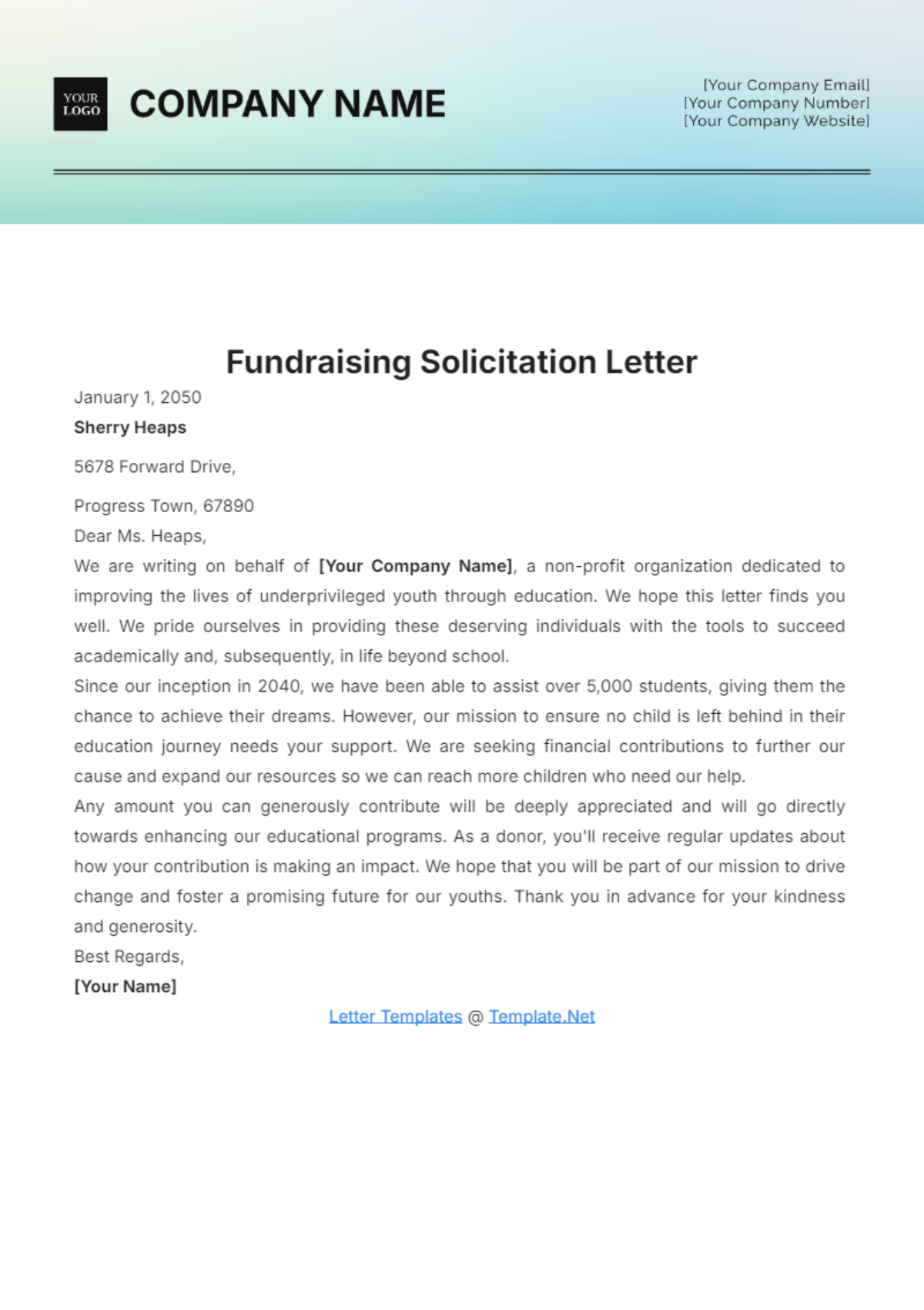 Fundraising Solicitation Letter Template - Edit Online & Download