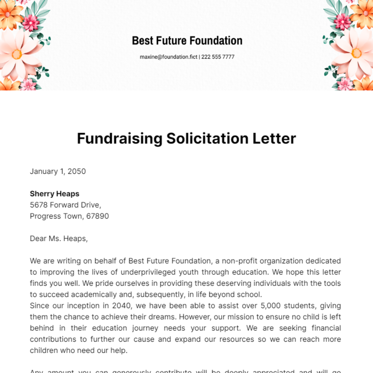 Fundraising Solicitation Letter Template