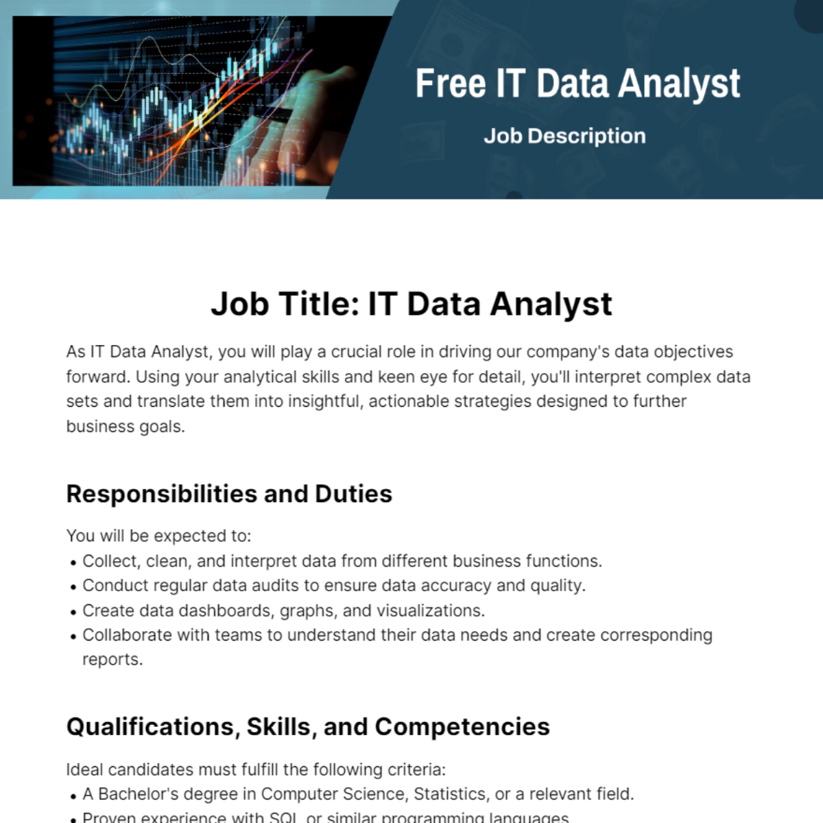 IT Data Analyst Job Description Template - Edit Online & Download