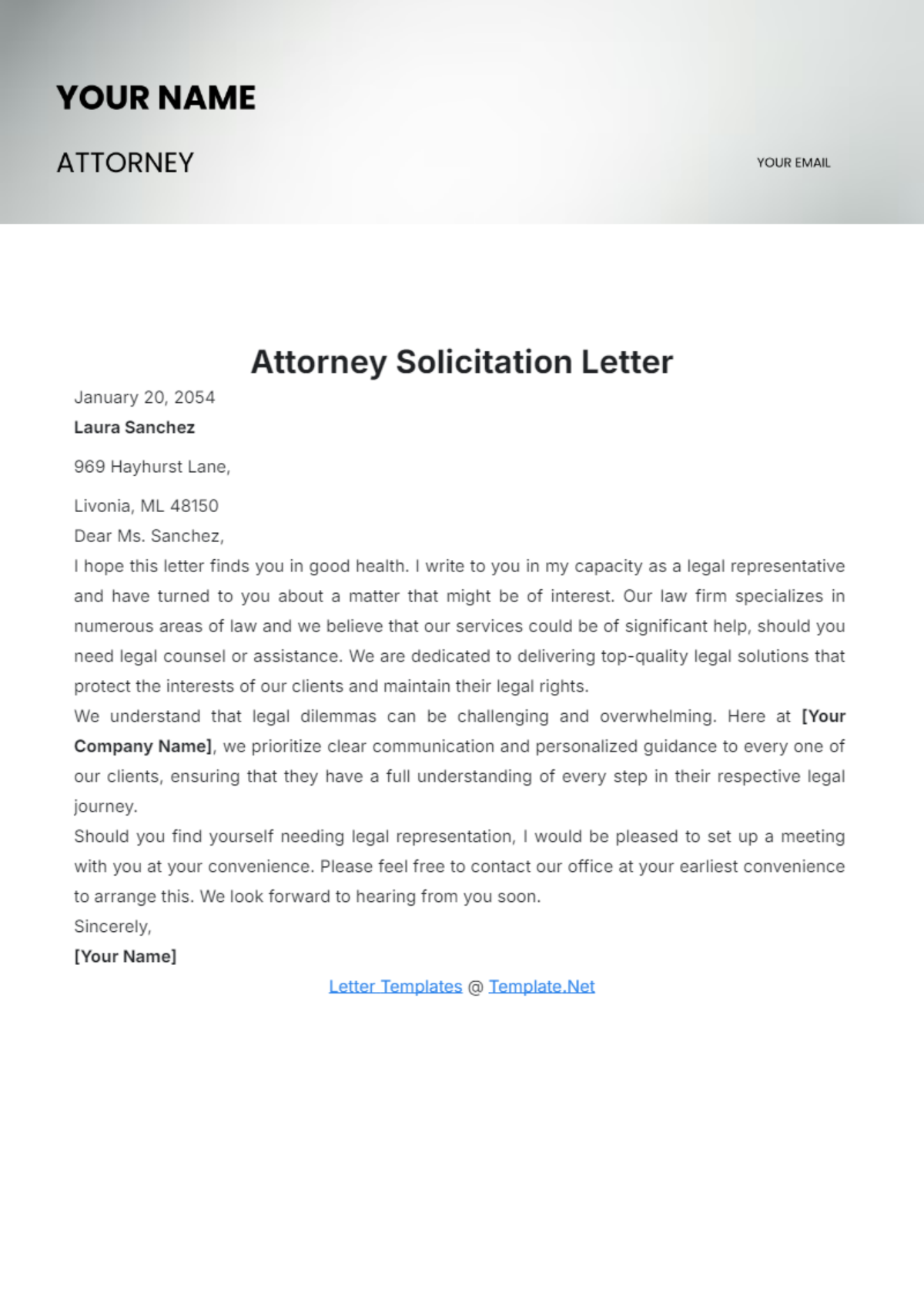 Attorney Solicitation Letter Template