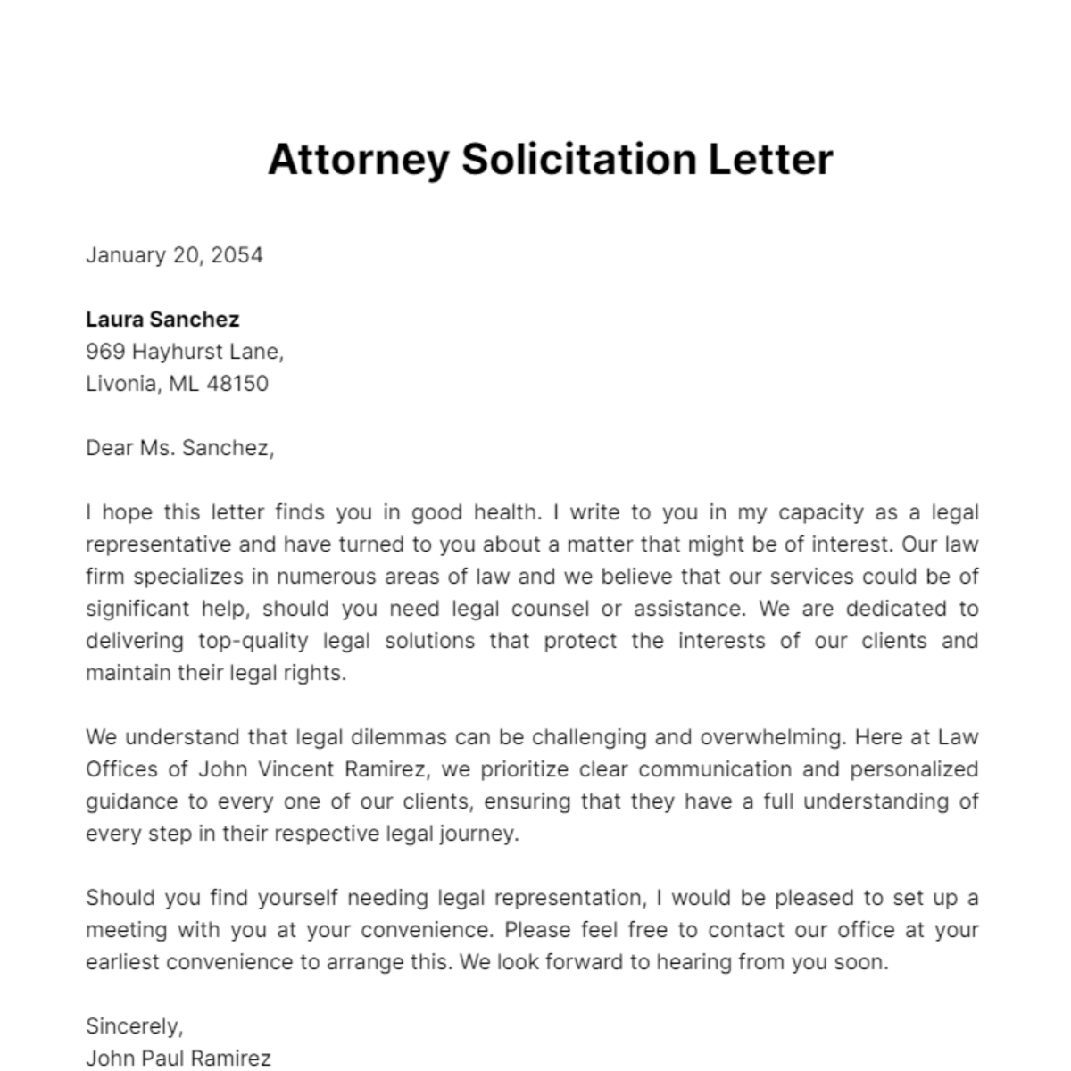 Attorney Solicitation Letter Template