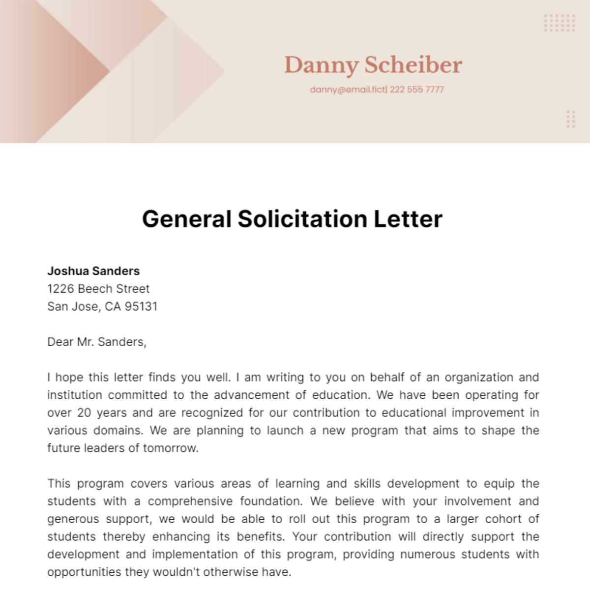General Solicitation Letter Template