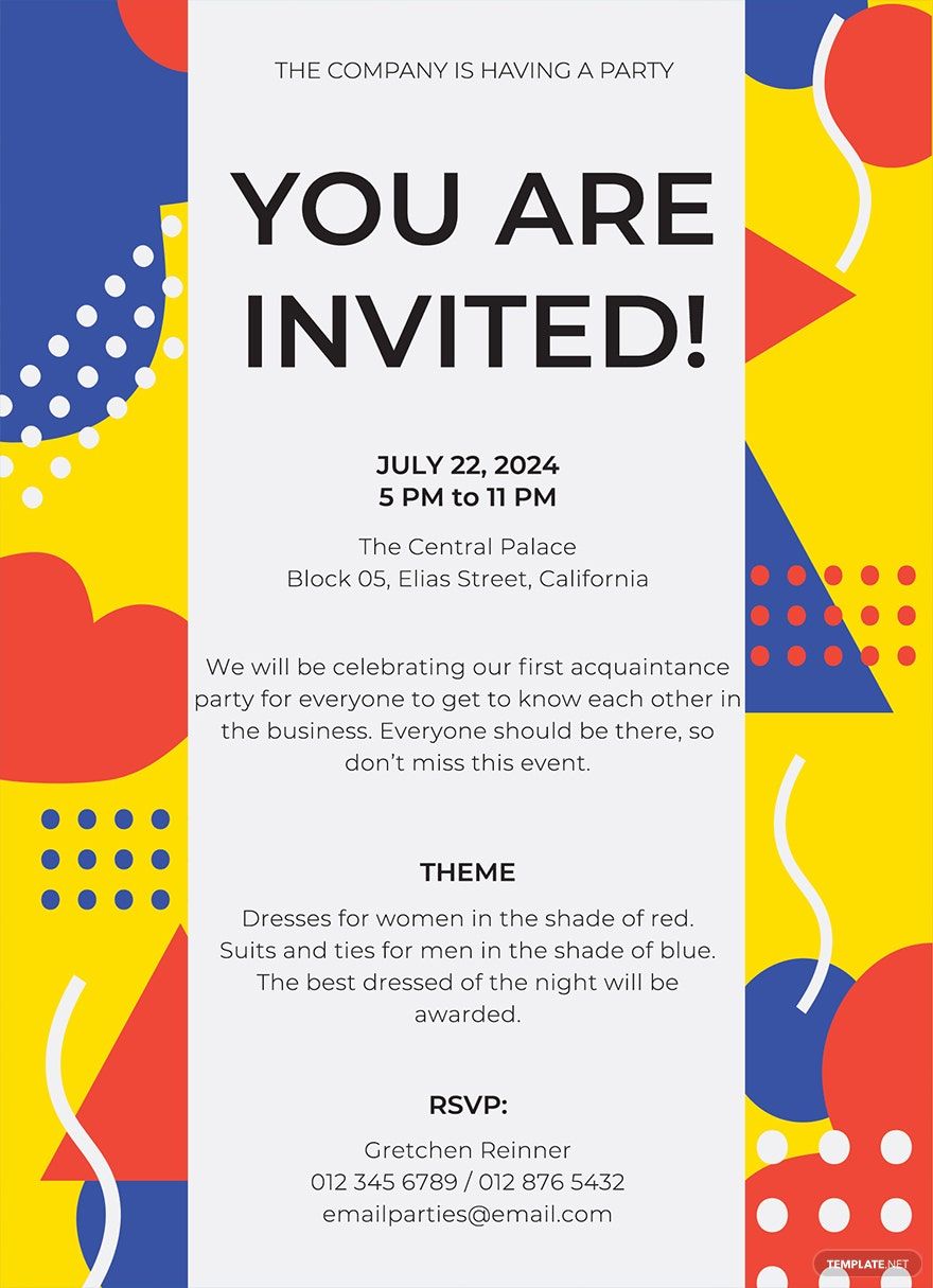 Email Party Invitation Template