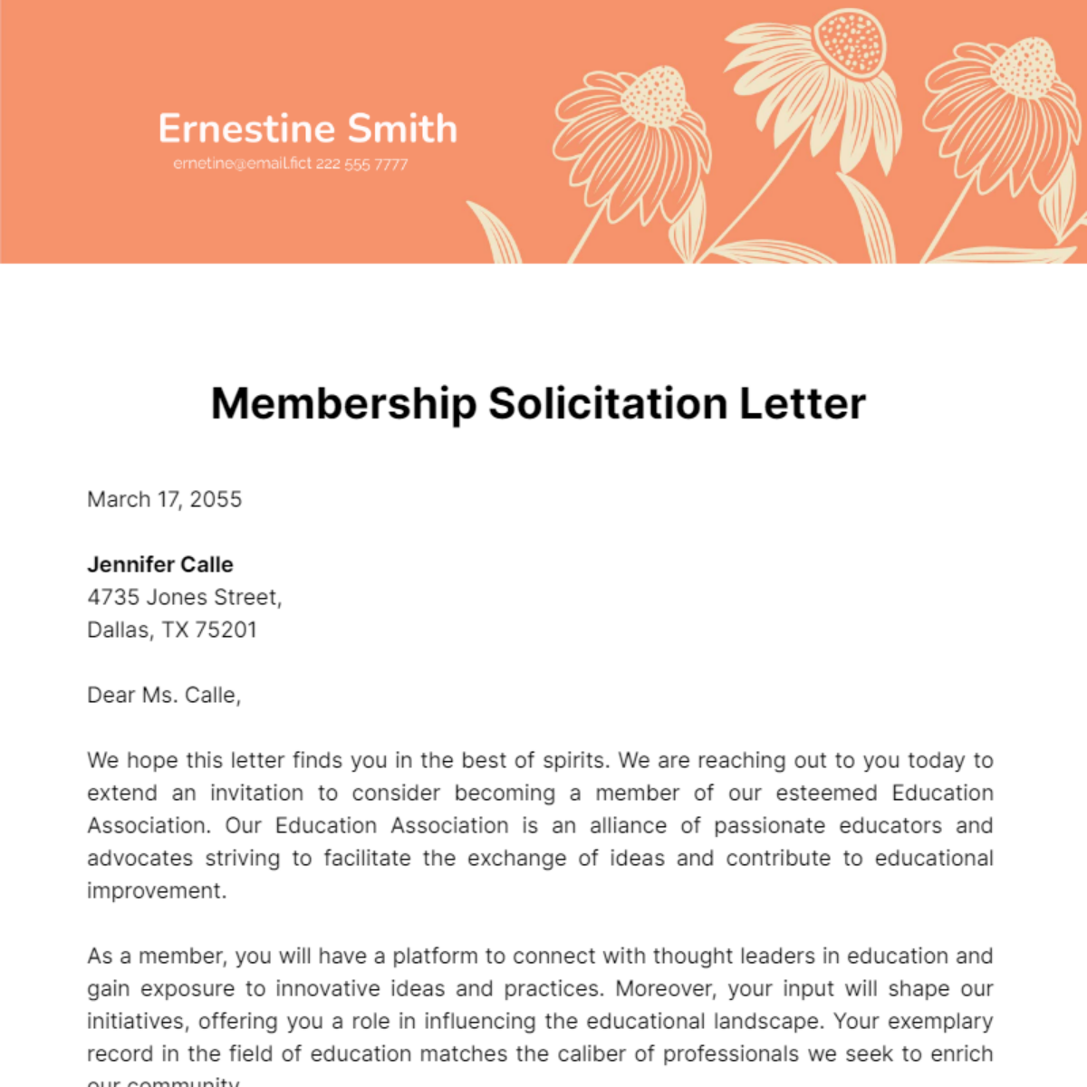 Membership Solicitation Letter Template