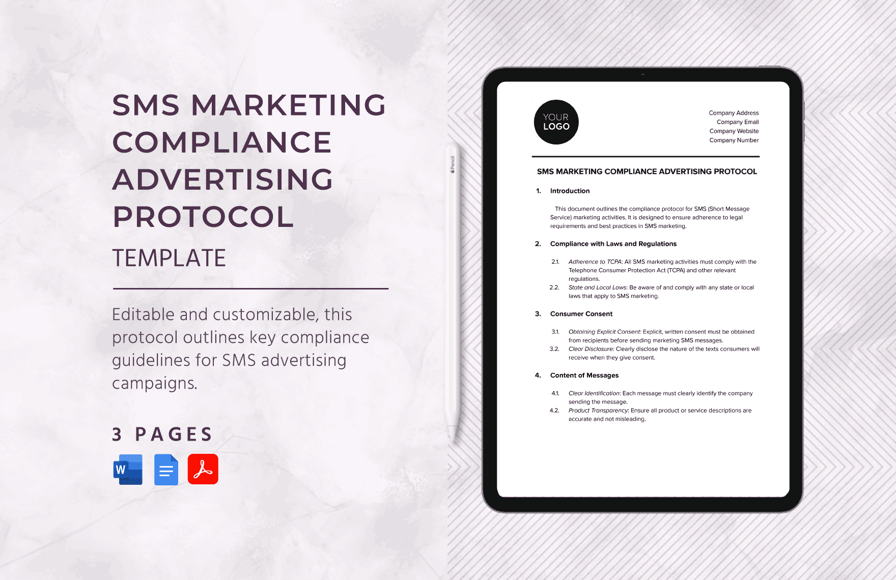SMS Marketing Compliance Advertising Protocol Template in Word, Google Docs, PDF