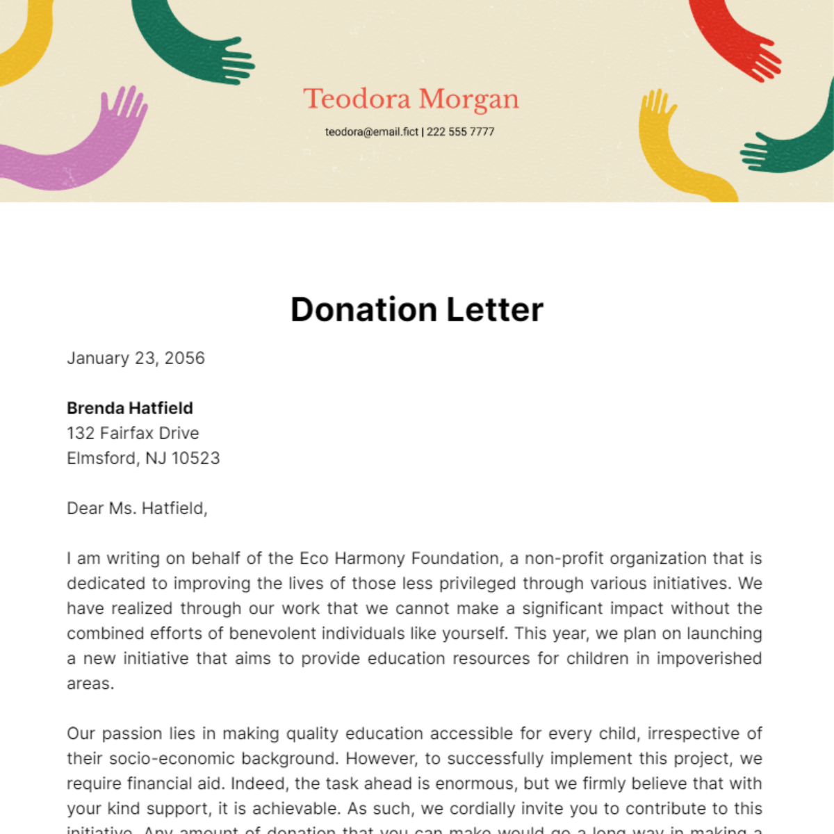 Free Donation Letter Template
