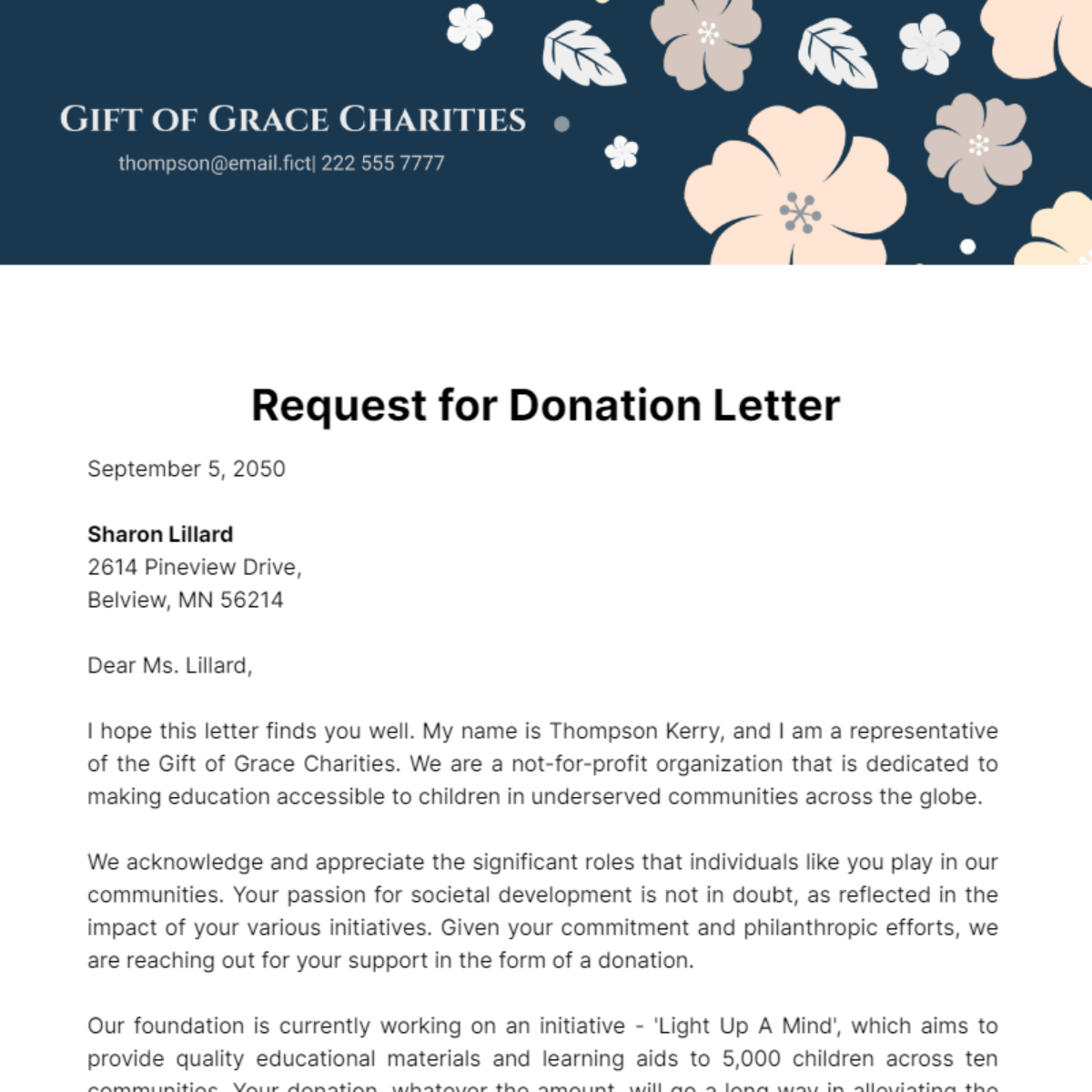 Free Request for Donation Letter Template