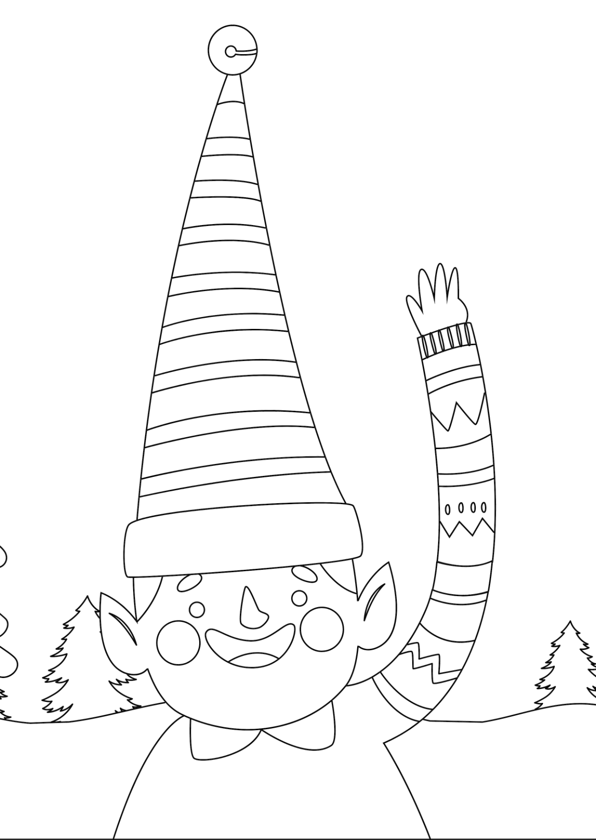 Elf Christmas Drawing Template
