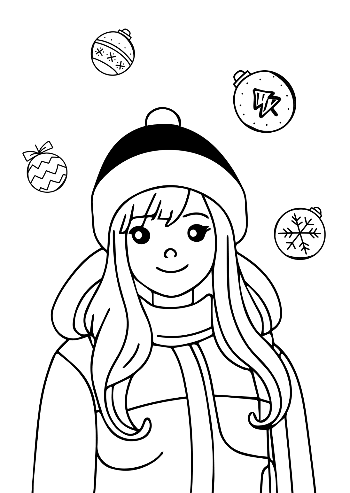 Free Anime Christmas Drawing Template
