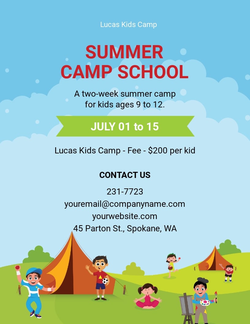 Summer Camp School Admission Flyer Template In Illustrator Indesign Word Apple Pages Psd Publisher Template Net