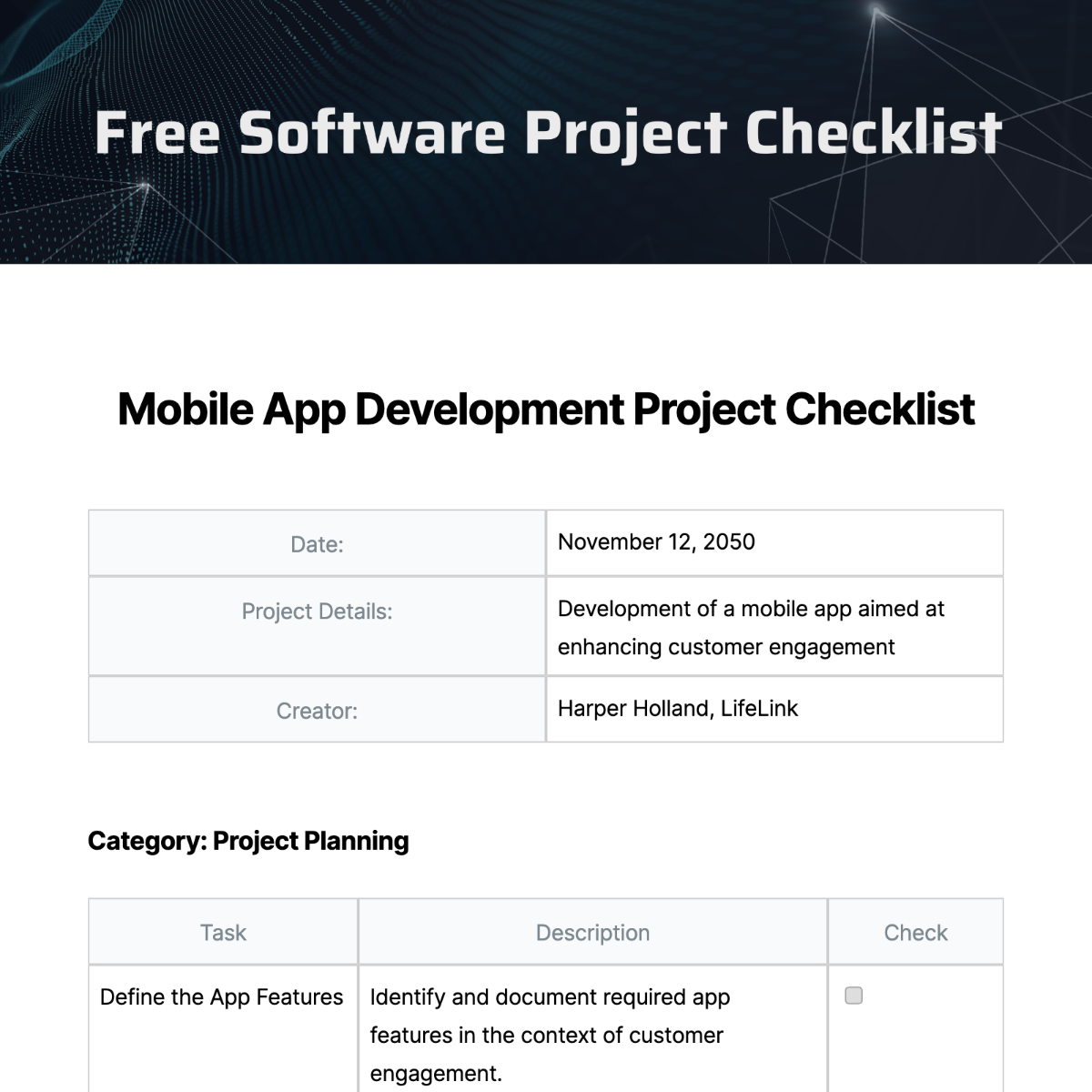 Software Project Checklist Template - Edit Online & Download