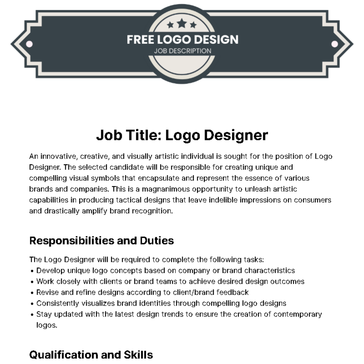 Free Logo Design Job Description Template