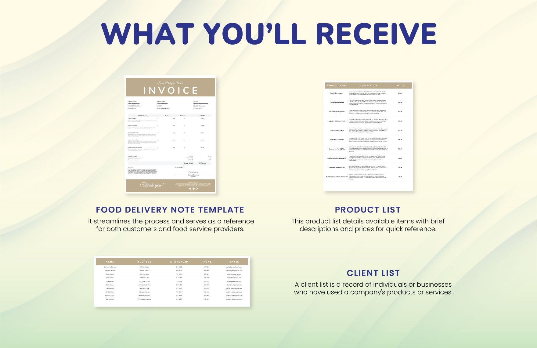 Food Delivery Note Template