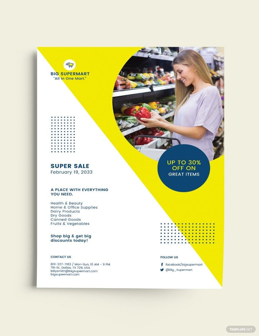 Free Supermarket Promotion Flyer Template