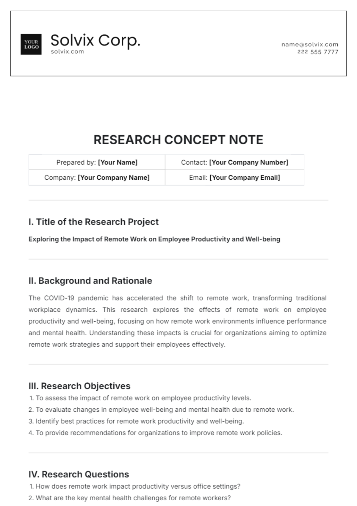 Research Concept Note Template - Edit Online & Download