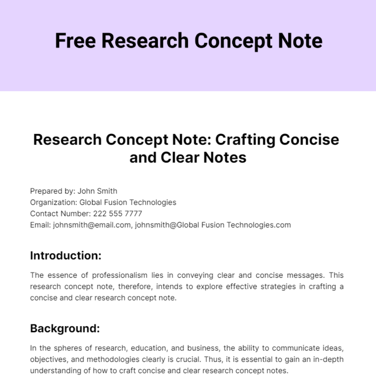 Research Concept Note Template