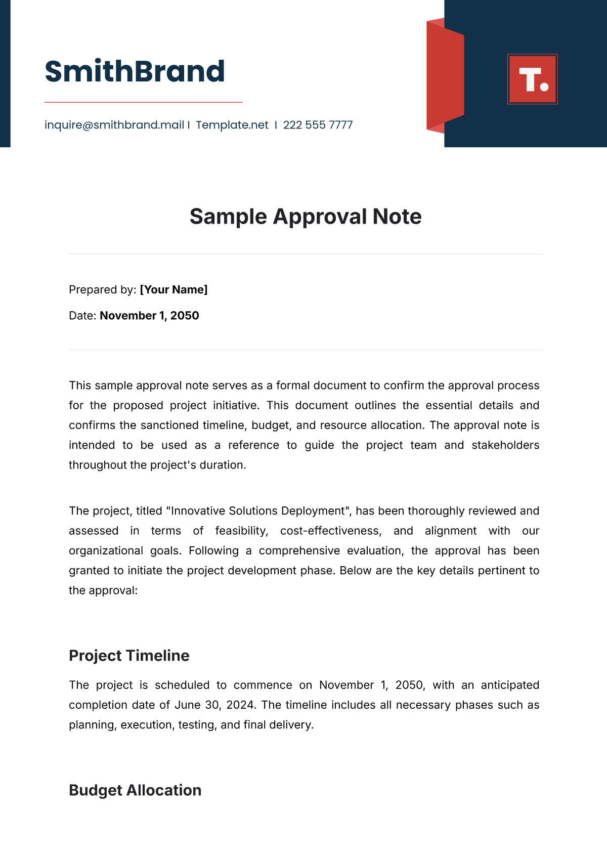 Sample Approval Note Template - Edit Online & Download