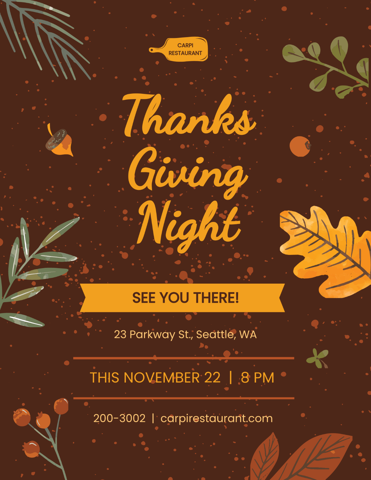 Free Thanksgiving Night Flyer Template