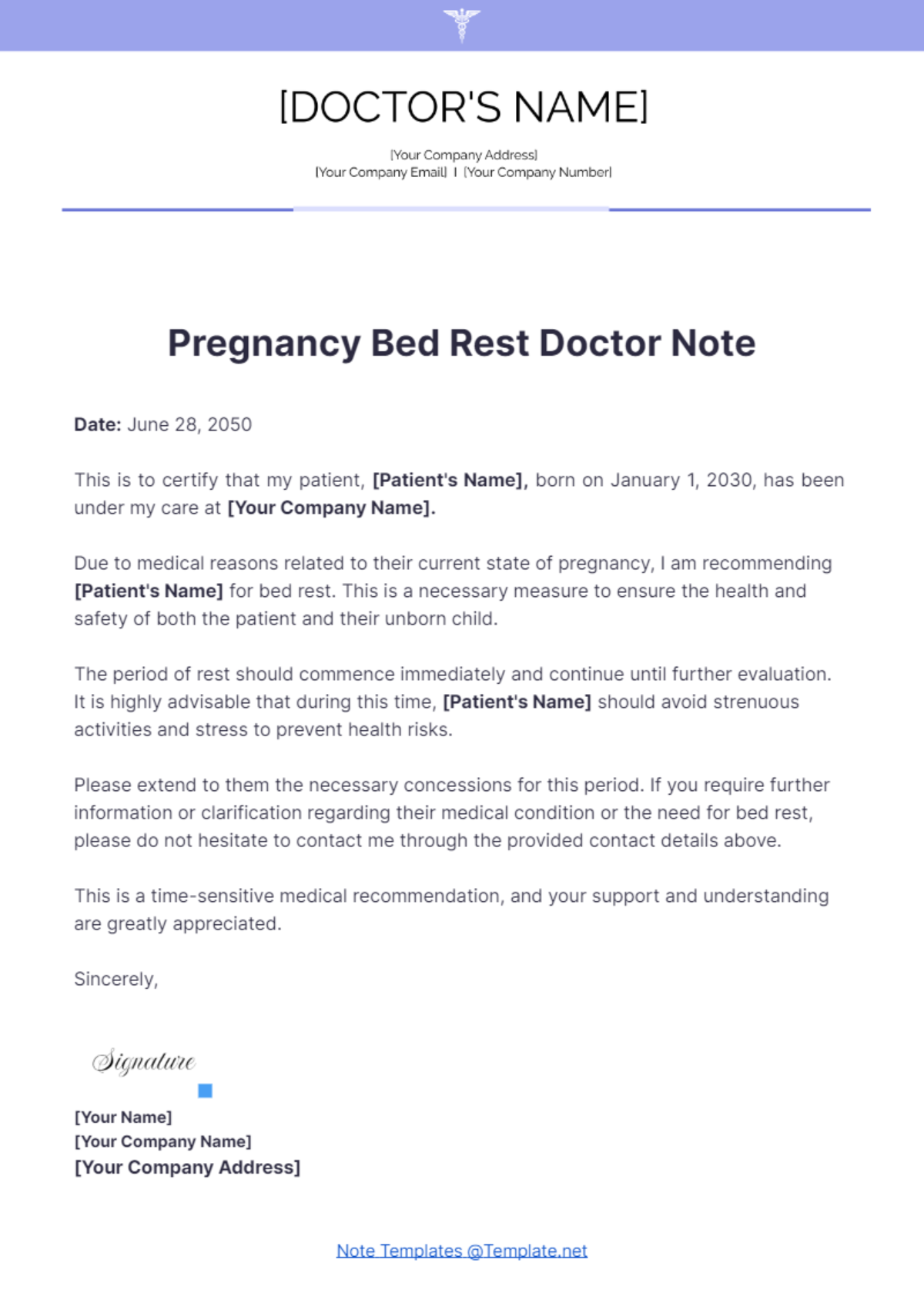 Pregnancy Bed Rest Doctor Note Template - Edit Online & Download