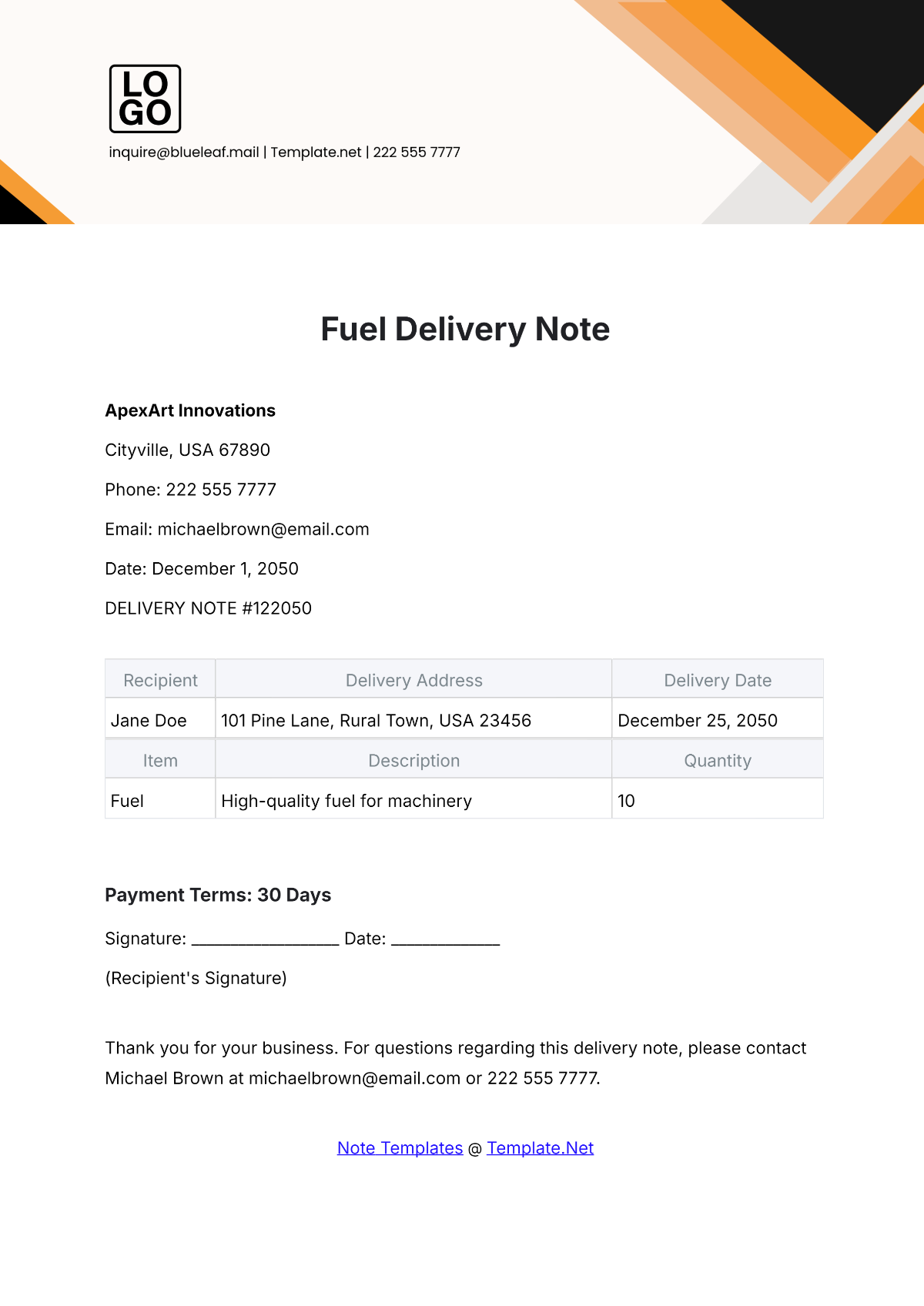 Free Sample Transfer Note Template To Edit Online