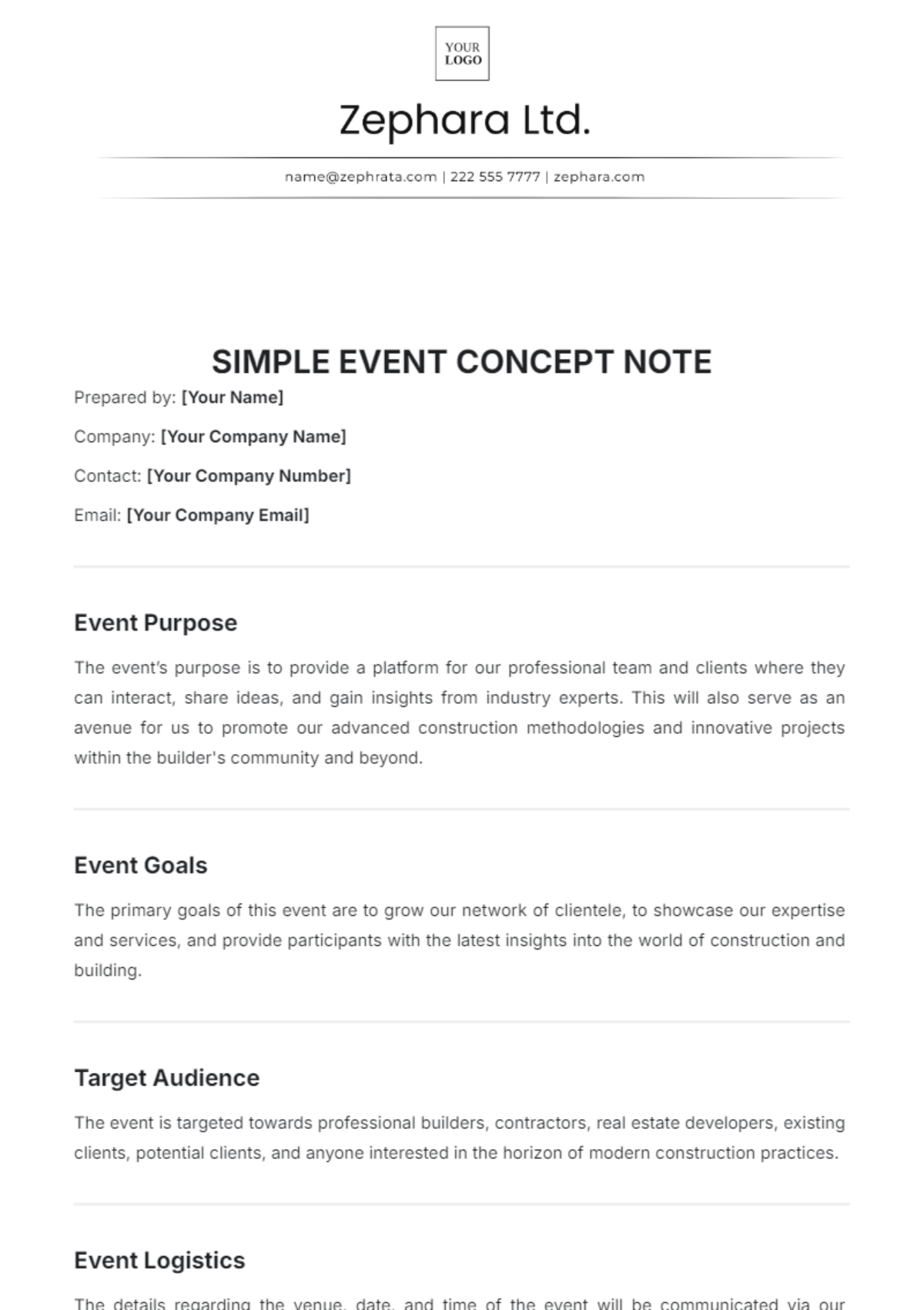 Simple Event Concept Note Template - Edit Online & Download