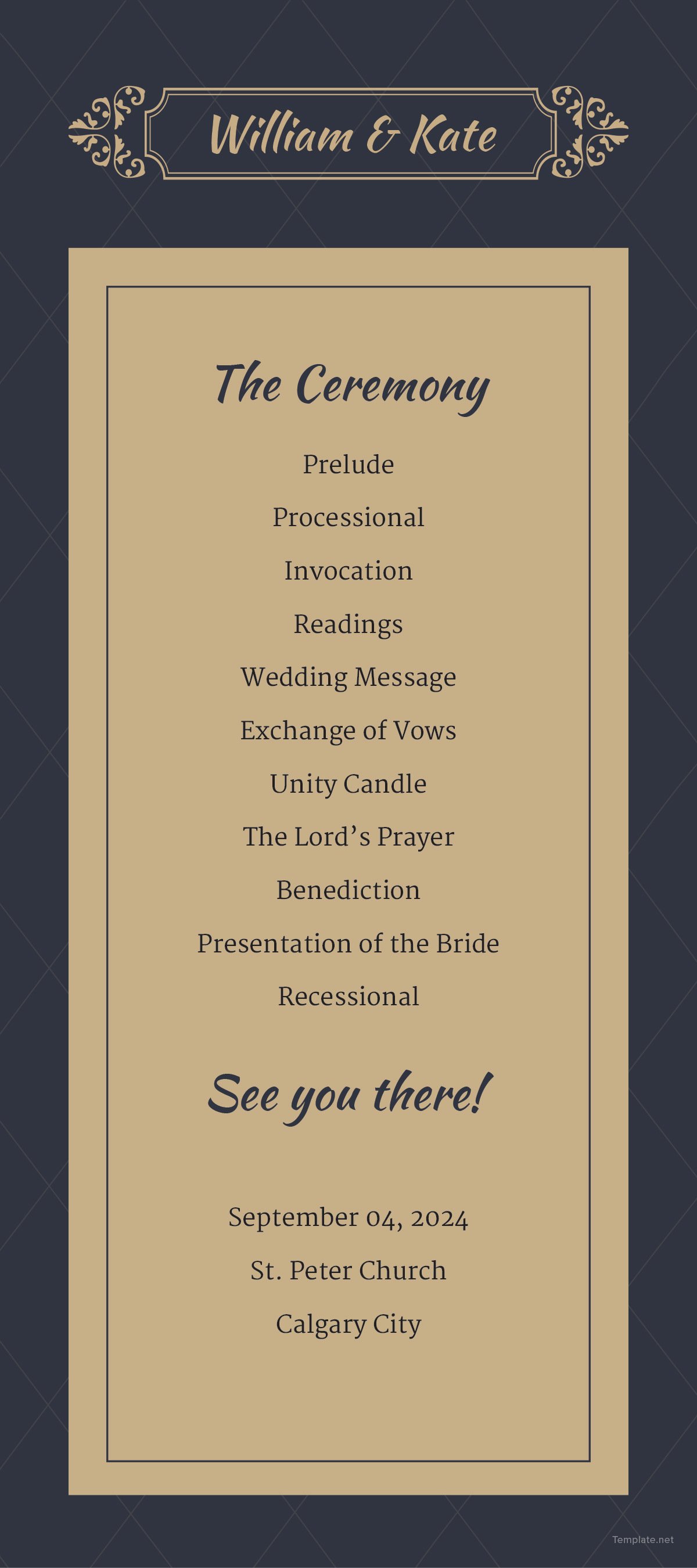 Traditional Wedding Program Template in Adobe Photoshop 