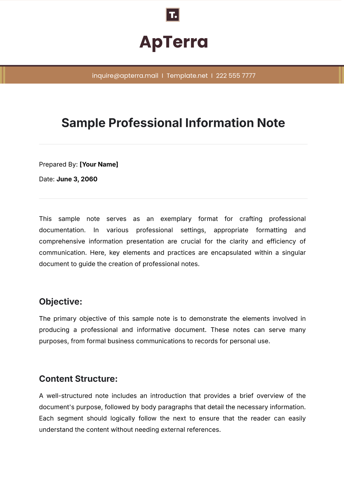 Sample Professional Information Note Template - Edit Online & Download