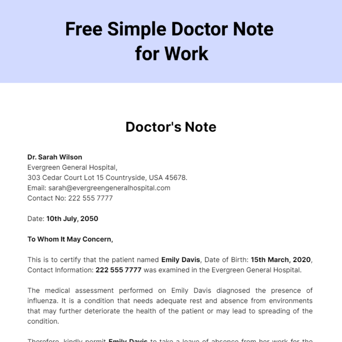 FREE Doctor Note Templates & Examples - Edit Online & Download ...