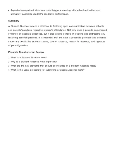 Free Student Absence Note Template to Edit Online