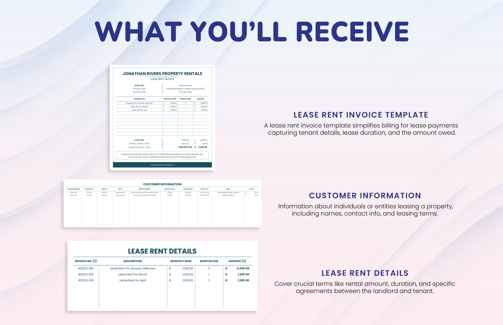 Lease Rent Invoice Template