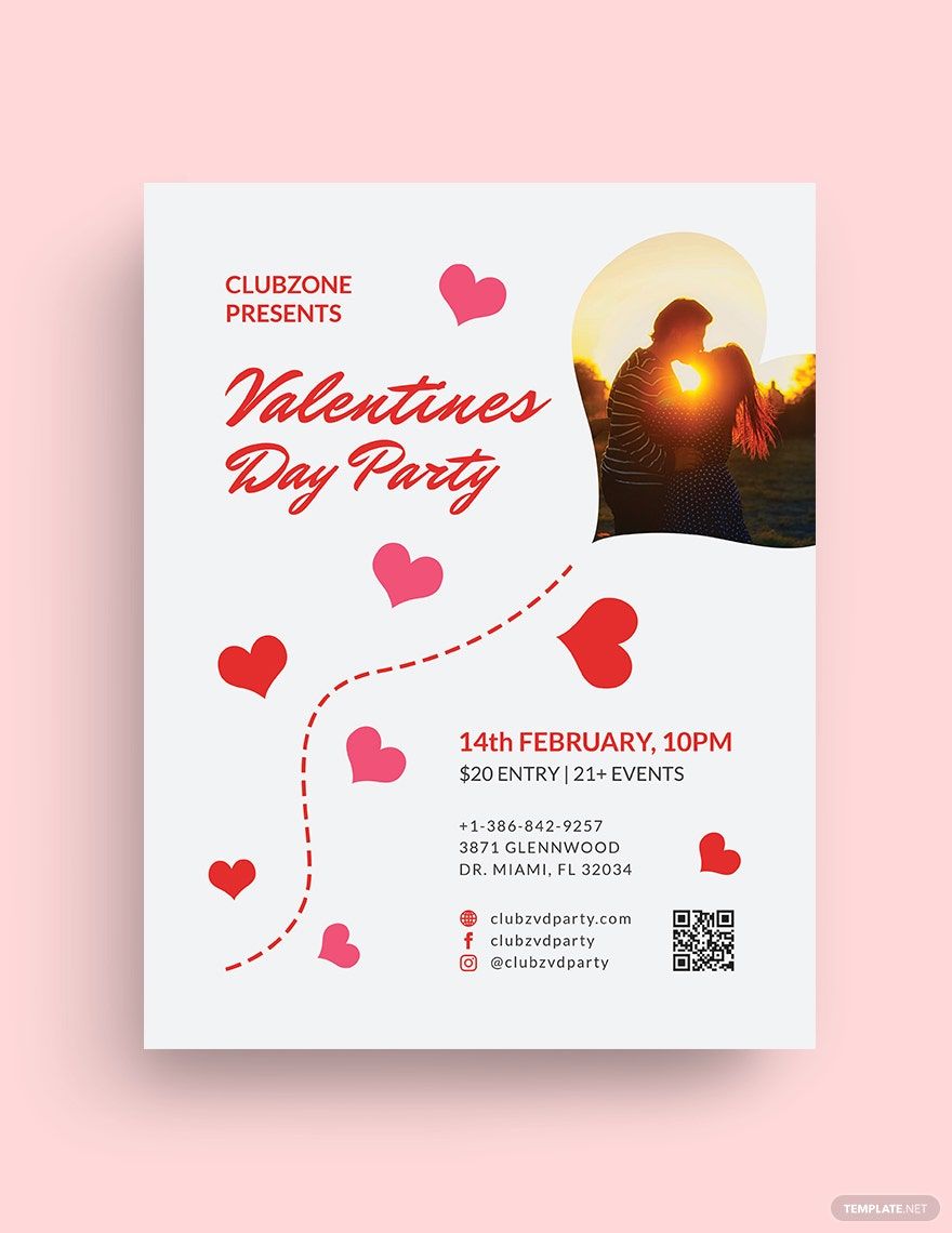 Valentine Day Celebration Flyer Template