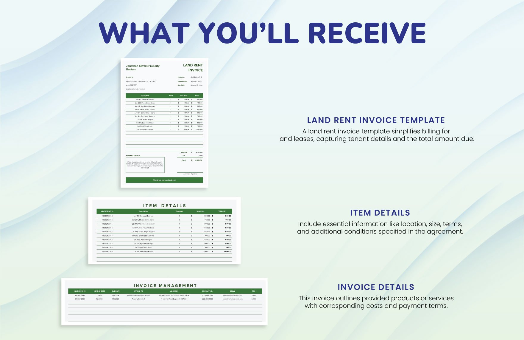 Land Rent Invoice Template