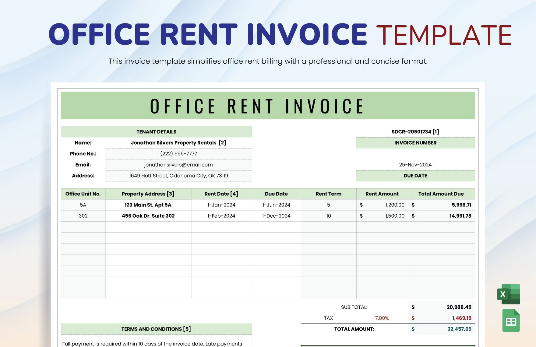 Office Rent Invoice Template